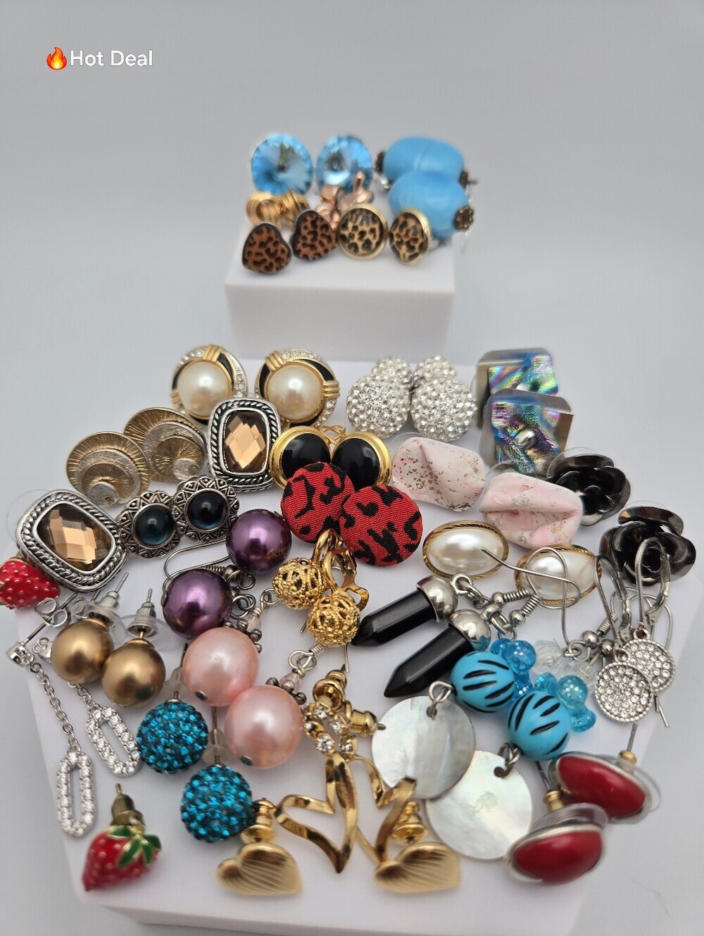 30 Pair Assorted Costume Jewelry Earrings Lot Mixed Styles Resell Wear